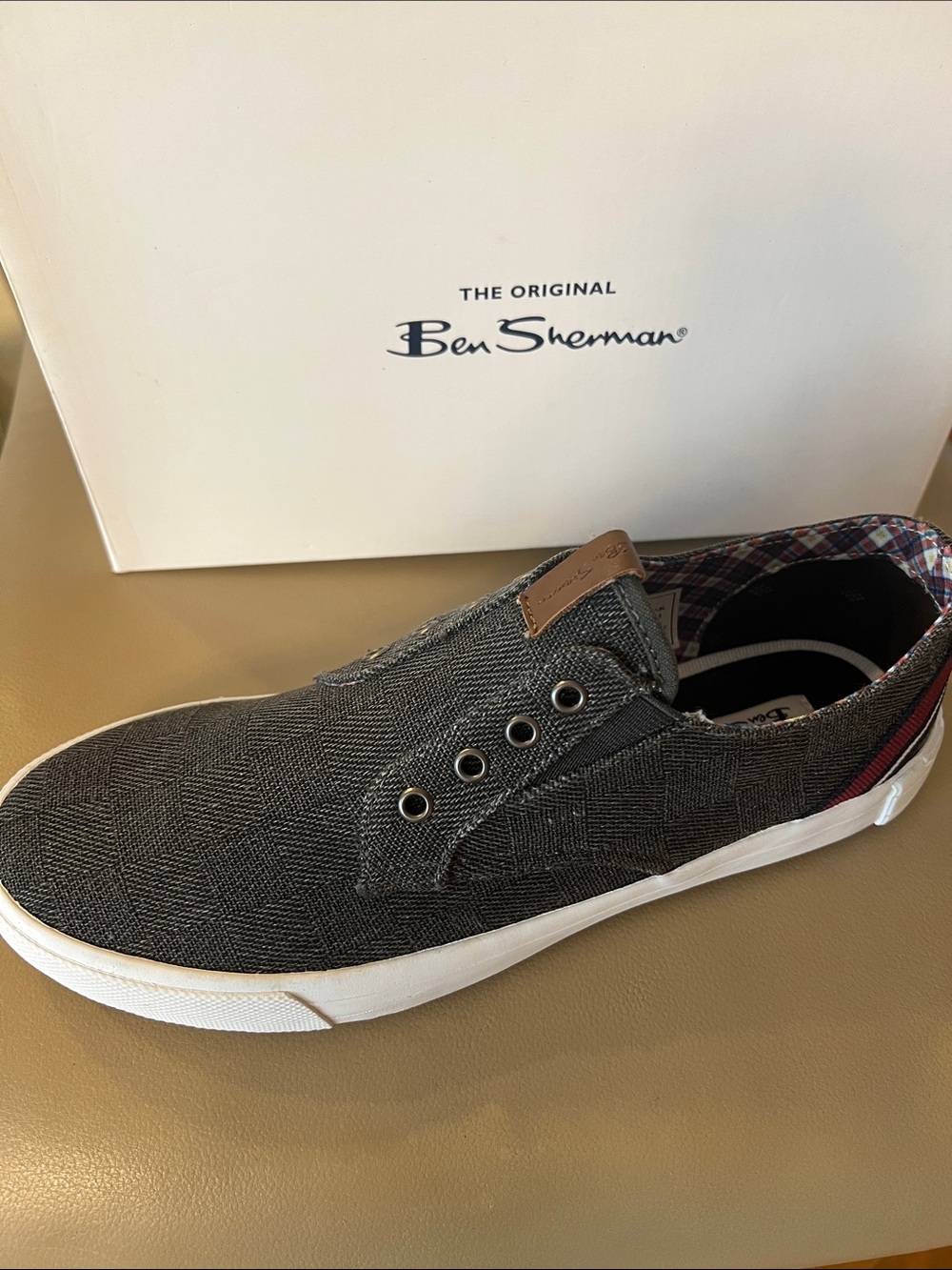 Ben Sherman Slip-On Loafers in Charcoal Gray with White Sole